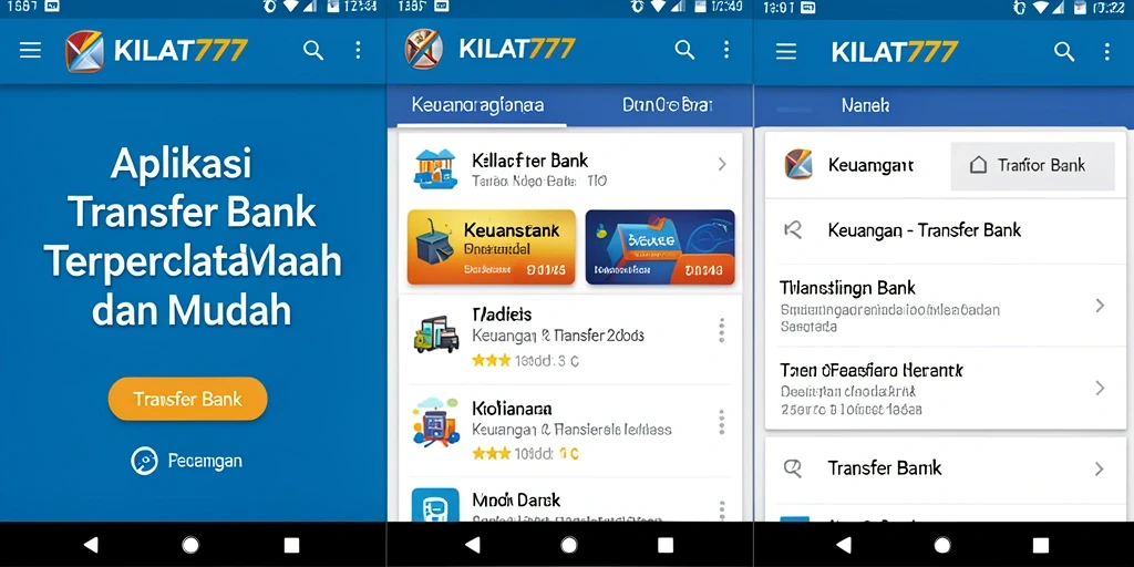 Tampilan antarmuka KILAT777 untuk fungsi Transfer Bank yang intuitif.