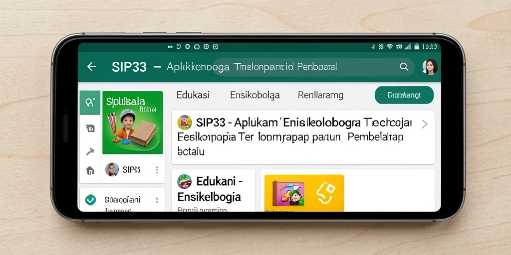 Screenshot antarmuka utama SIP33 dengan berbagai topik Ensiklopedia.