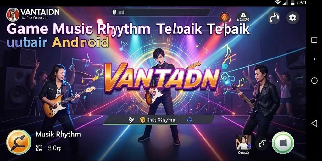 Tampilan antarmuka menarik dari VANTAIDN dengan permainan Musik Rhythm yang seru.