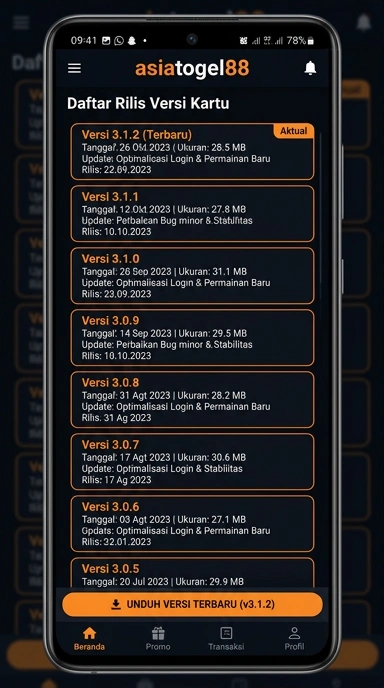 Riwayat Versi Aplikasi asiatogel88 untuk Android